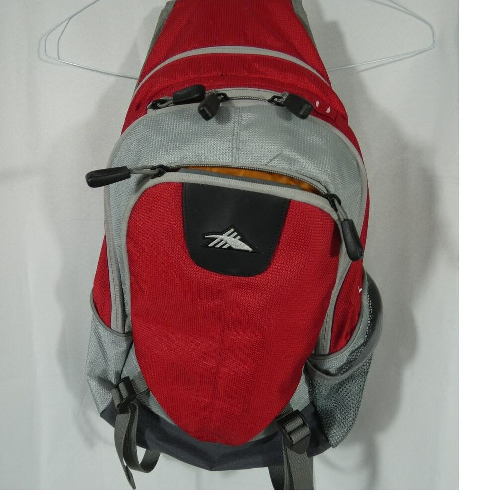 High Sierra Red Sling Back Pack Hiking School Camping 3 Compartment Outdoors